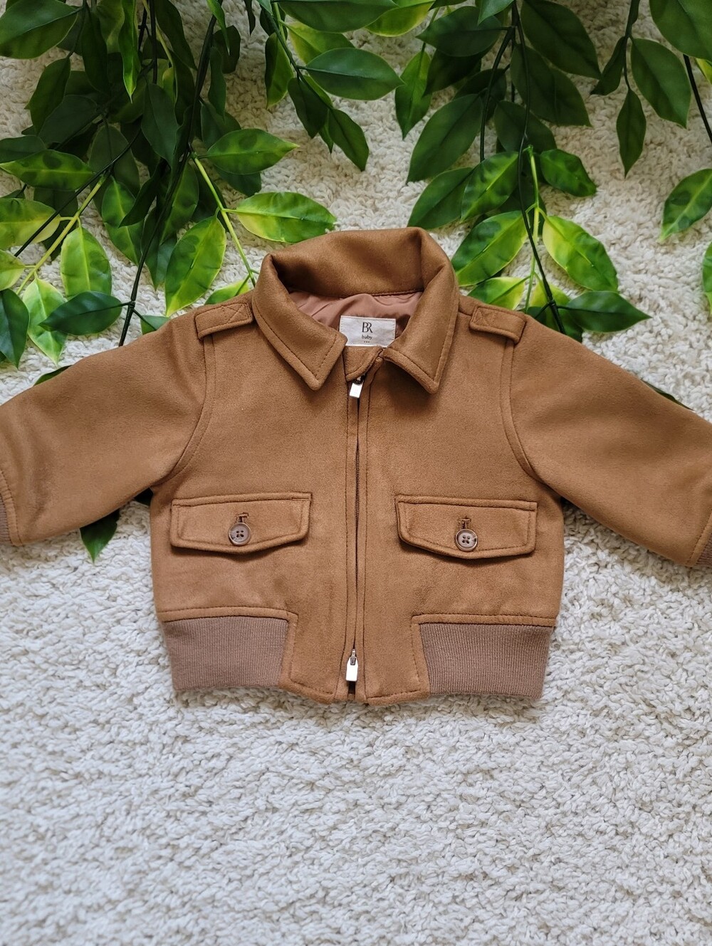 Baby Boy Bums & Roses Tan Jacket (0-6 Months)
